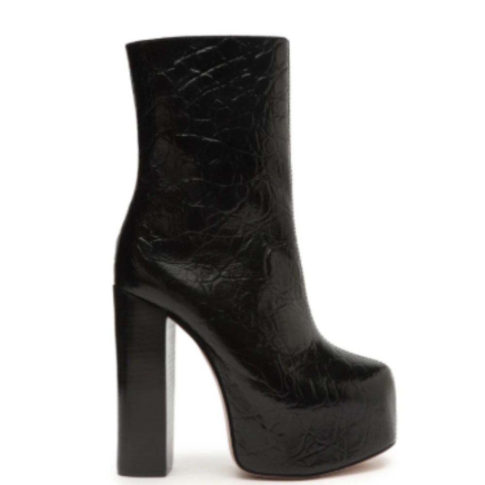 Schutz Leighton Crocodile-Embossed Leather Bootie